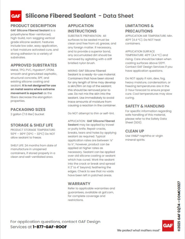 GAF SILICONE FIBERED SEALANT (2-Gallon)