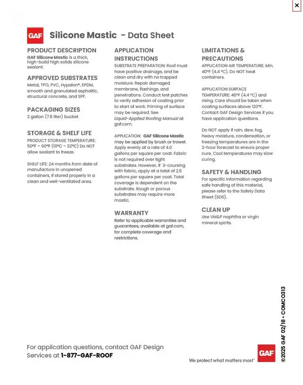 GAF Silicone Black Mastic 3.5 GAL