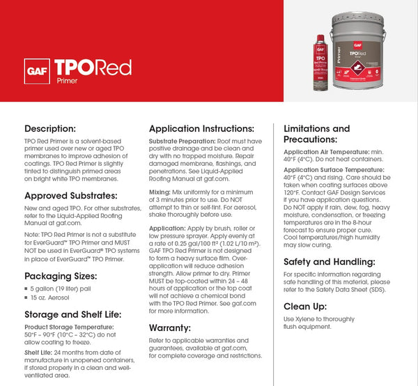 GAF TPO Red Primer for HVHZ HydroStop Application | Coatings Supply