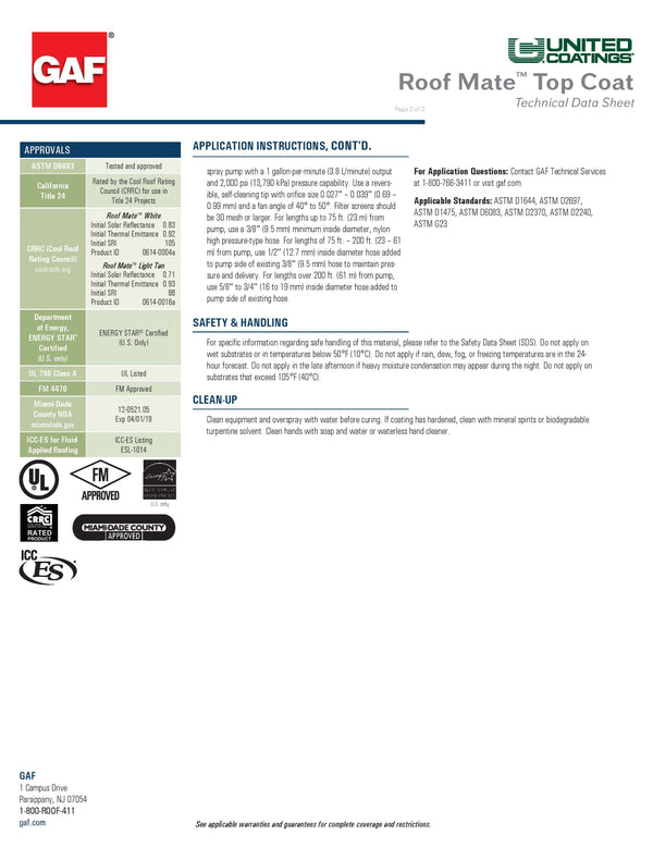 Acrylic Top Coat (Formerly RoofMate TopCoat Elastomeric Acrylic) (15-Year Limited Warranty)