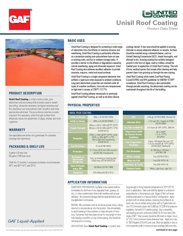 GAF Silicone Roof Coating Unisil II "Solvent Based"