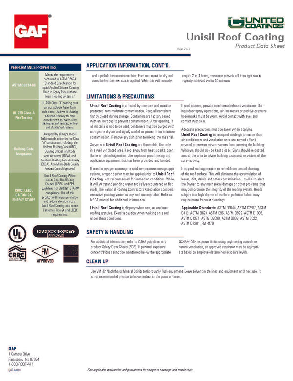 GAF Silicone Roof Coating Unisil II "Solvent Based"